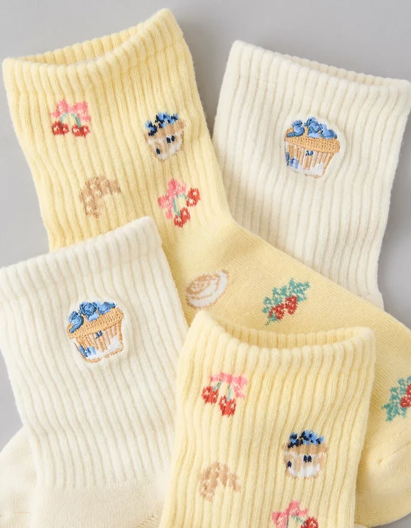 Emballage de deux paires de mi-chaussettes courtes à motif de déjeuner AE