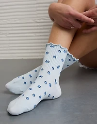 Emballage de deux paires mi-chaussettes courtes à volants et imprimé fruits AE