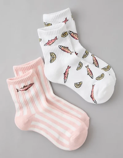 AE Sardine Cropped Crew Socks 2-Pack