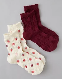 AE Textured Cropped Crew Socks 2-Pack