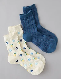 AE Textured Cropped Crew Socks 2-Pack