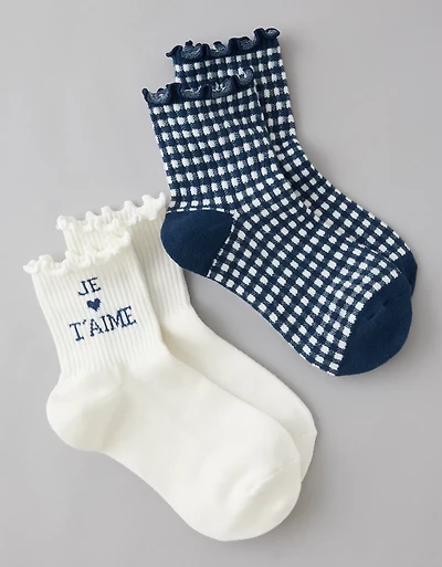 AE Valentine's Day Cropped Crew Socks 2-Pack