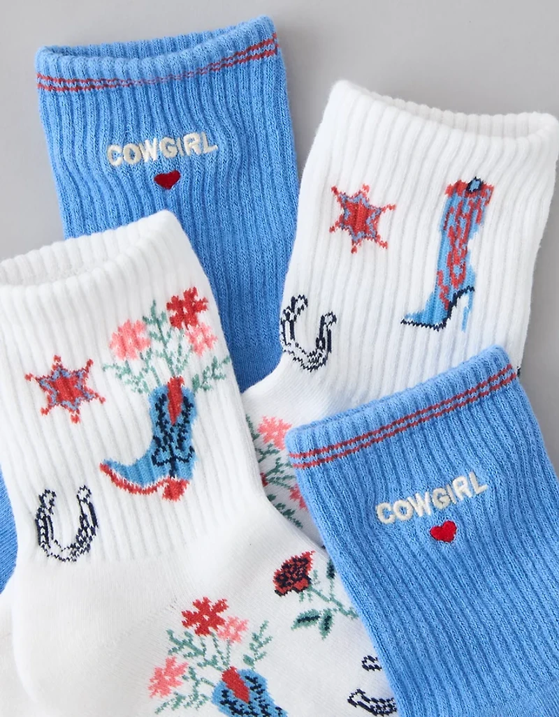 AE Cowgirl Graphic Cropped Crew Socks 2-Pack