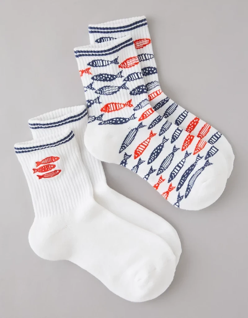 AE Graphic Cropped Crew Socks