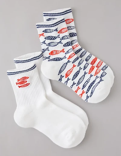 AE Graphic Cropped Crew Socks