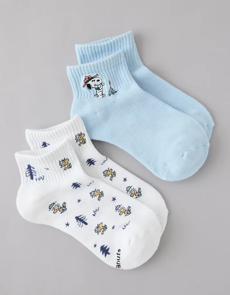 AE Snoopy Graphic Cropped Crew Socks 2-Pack