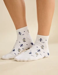 AE Snoopy Graphic Cropped Crew Socks 2-Pack