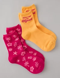 AE Graphic Cropped Crew Socks 2-Pack