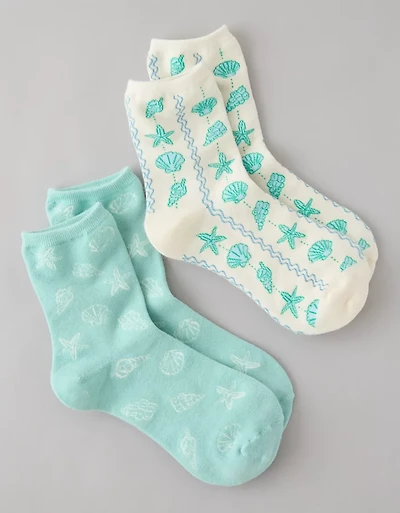 AE Graphic Cropped Crew Socks 2-Pack