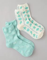 AE Graphic Cropped Crew Socks 2-Pack