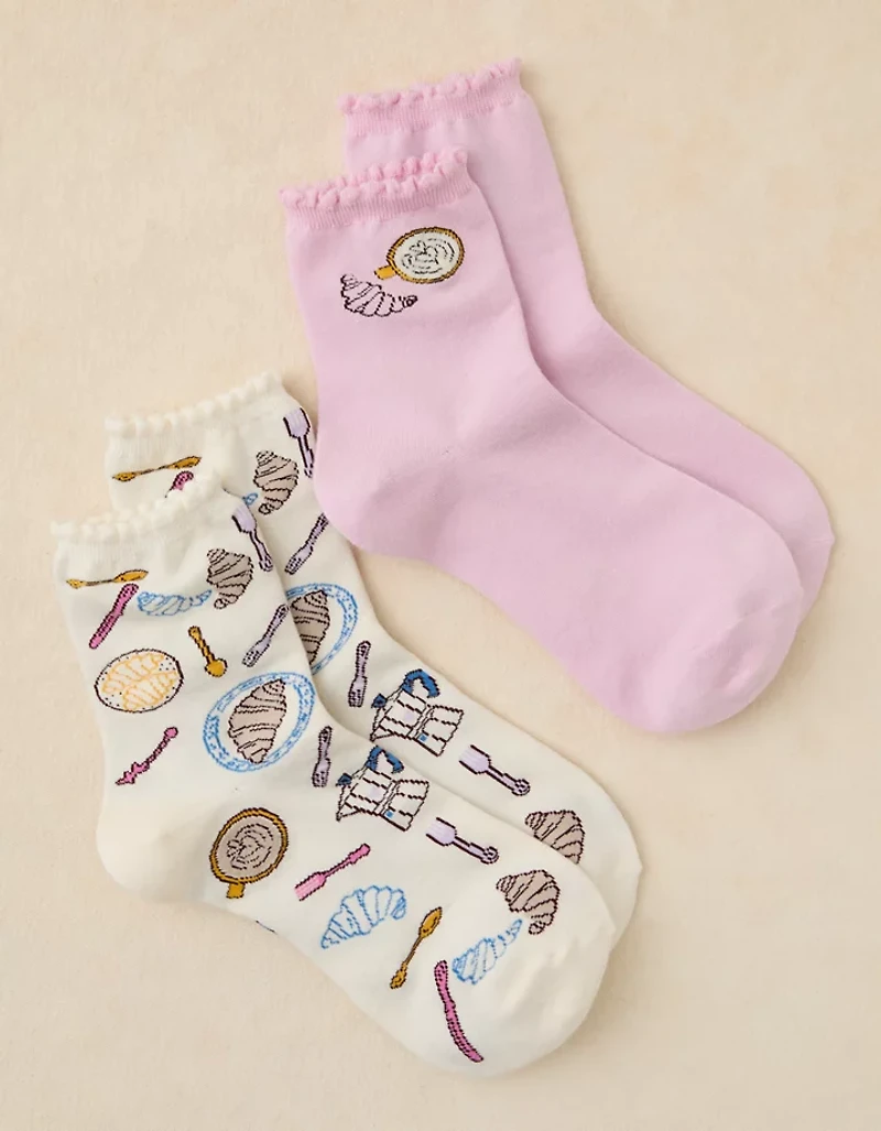 Lot de deux paires de mi-chaussettes à imprimés AE