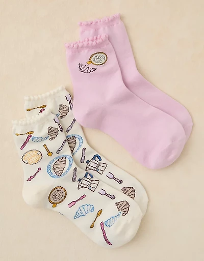 Lot de deux paires de mi-chaussettes à imprimés AE