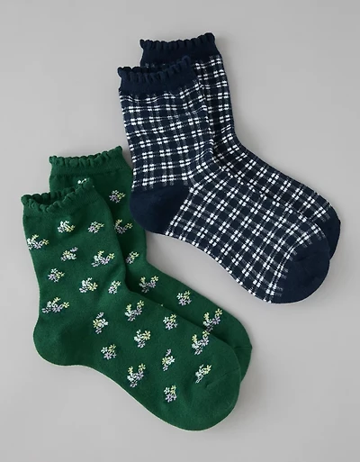 AE Graphic Cropped Crew Socks 2-Pack