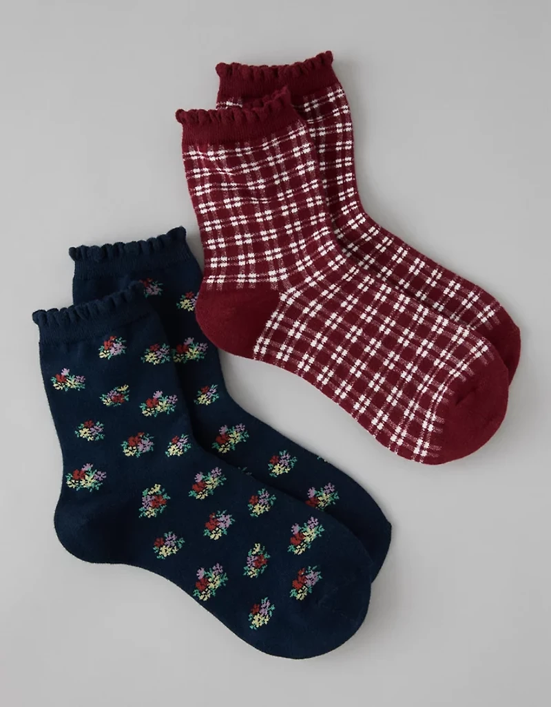 Lot de deux paires mi-chaussettes à imprimés AE
