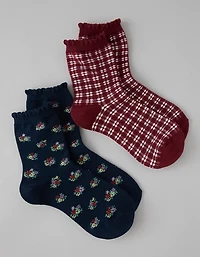 Lot de deux paires mi-chaussettes à imprimés AE