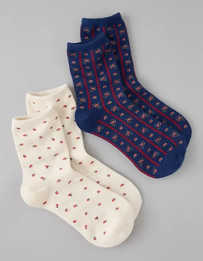 AE Graphic Ruffle Cropped Crew Socks