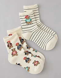 AE Graphic Cropped Crew Socks 2-Pack