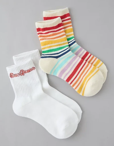 AE Pride Graphic Cropped Crew Socks 2-Pack