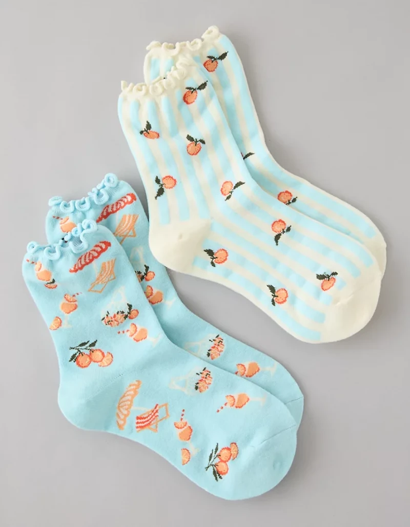 AE Graphic Cropped Crew Socks 2-Pack