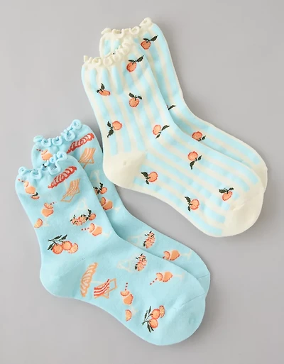 AE Graphic Cropped Crew Socks 2-Pack