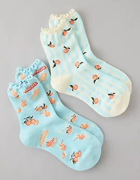 AE Graphic Cropped Crew Socks 2-Pack