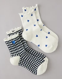 Lot de deux paires mi-chaussettes à imprimés AE
