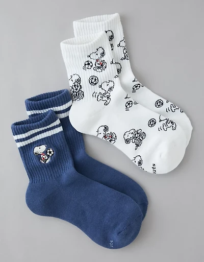 Lot de deux paires de mi-chaussettes courtes à image Snoopy AE