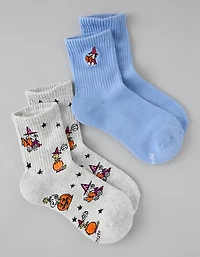 AE Snoopy Cropped Crew Socks 2-Pack