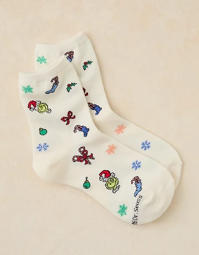 AE Grinch Cropped Crew Socks