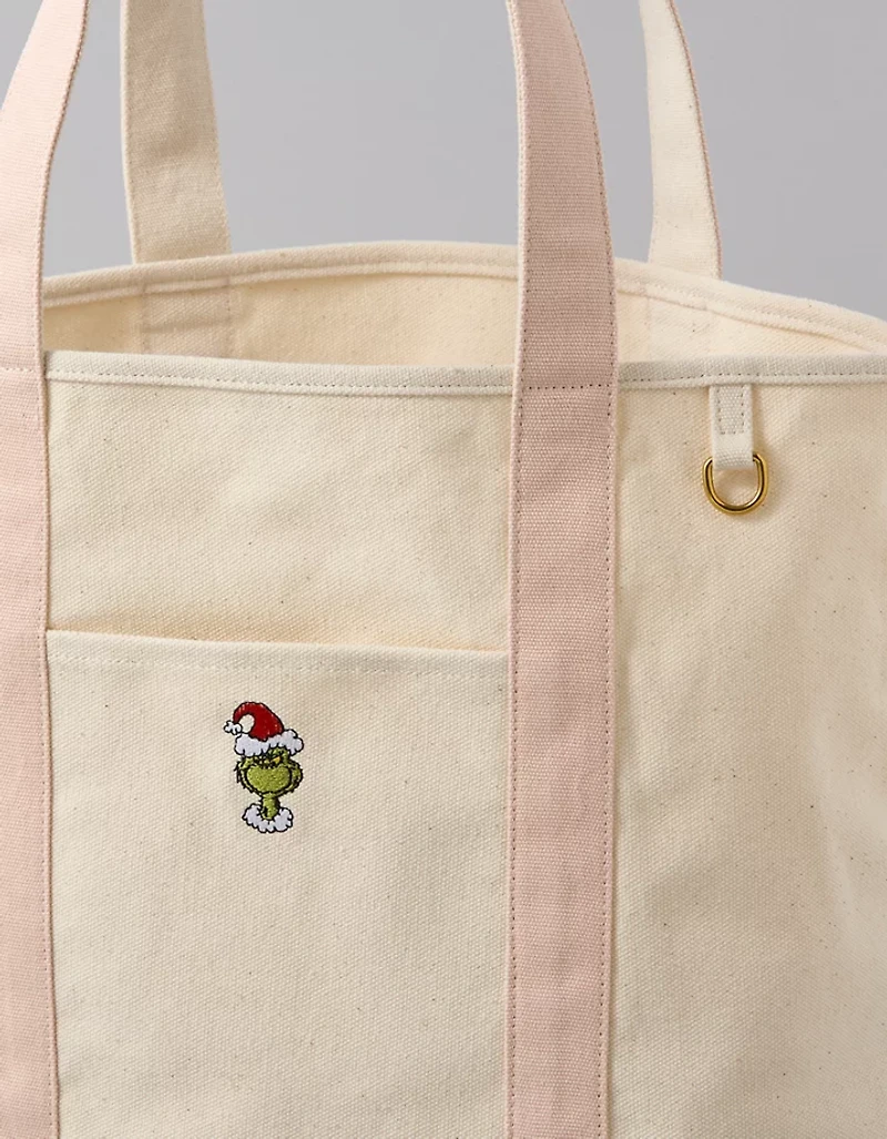AE Cotton Canvas Holiday Grinch Tote Bag