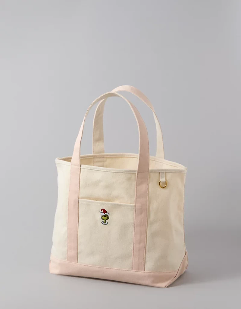 AE Cotton Canvas Holiday Grinch Tote Bag