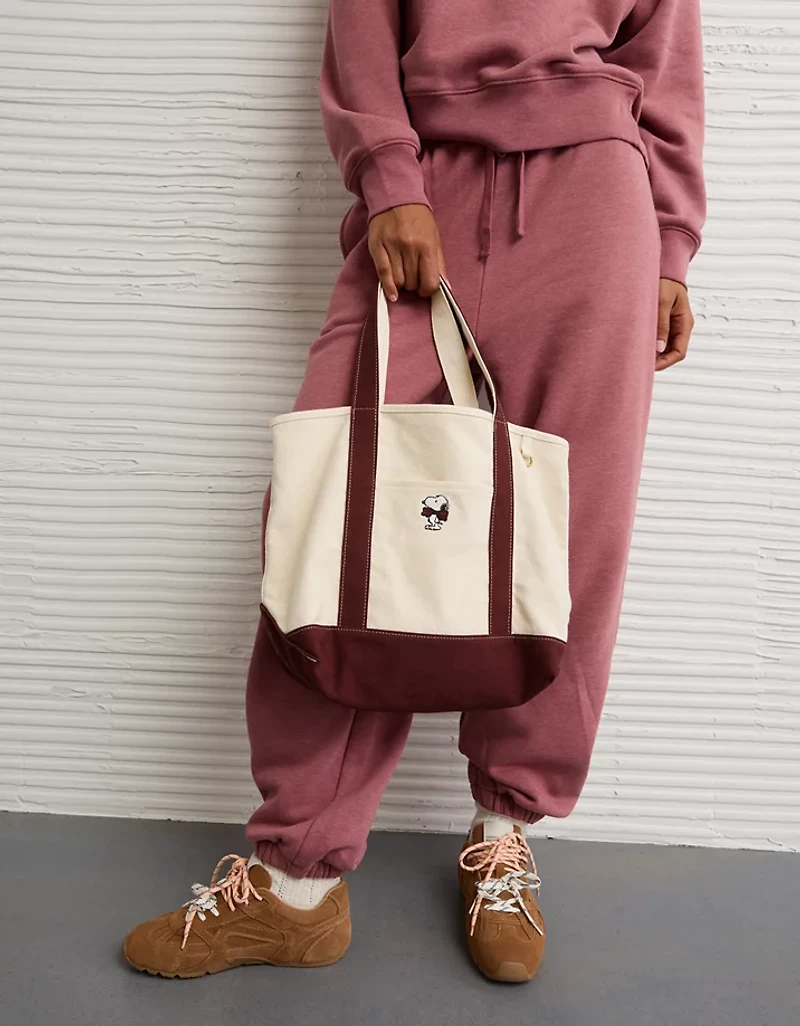AE Cotton Canvas Snoopy Bow Tote Bag