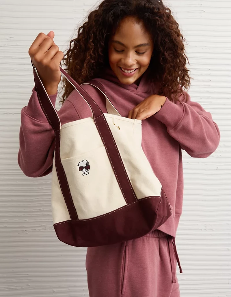 AE Cotton Canvas Snoopy Bow Tote Bag