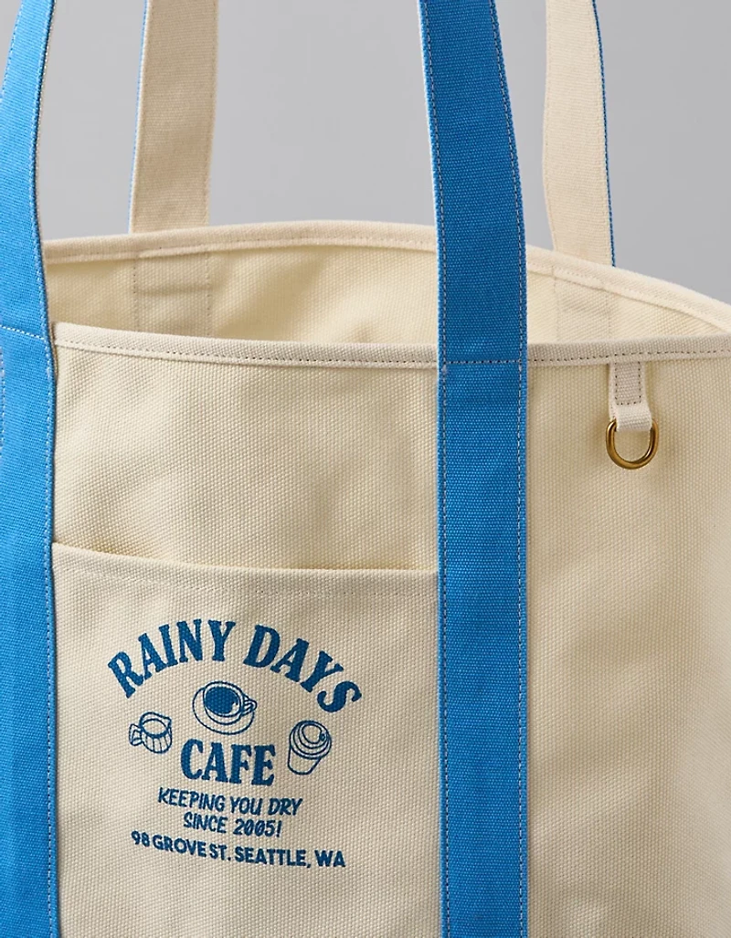 AE Cotton Canvas Rainy Day Cafe Tote Bag