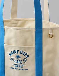 AE Cotton Canvas Rainy Day Cafe Tote Bag