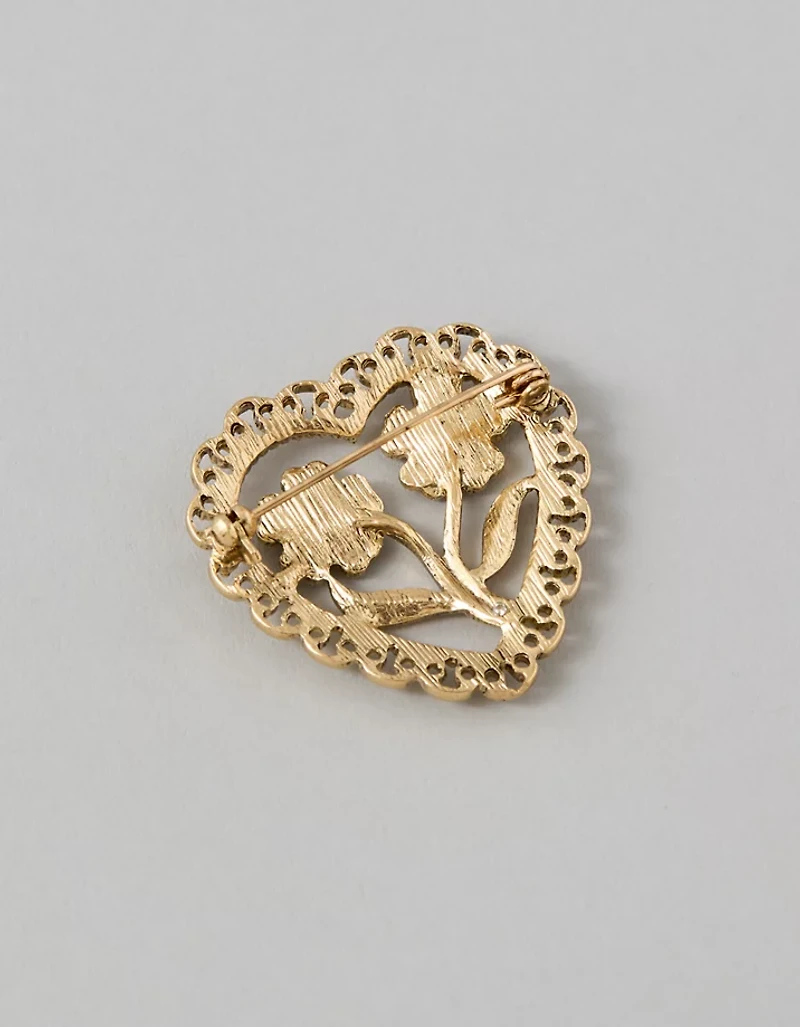 Broche de ton doré avec cœur AEO