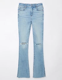 Jean seconde peau à jambe légèrement évasée déchiré et taille haute Next Level AE
