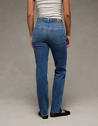 Jean droit ample à taille très haute déchiré extensible AE