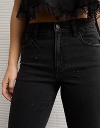 AE Stretch Super High-Waisted Embellished Straight Jean