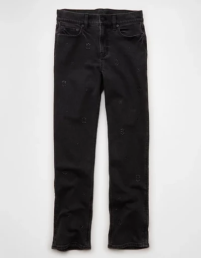 AE Stretch Super High-Waisted Embellished Straight Jean