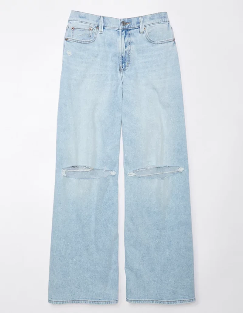 Jean ample à taille très haute et jambe ultralarge déchiré extensible Dreamy Drape AE
