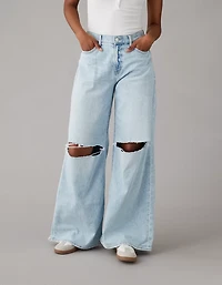 Jean ample à taille très haute et jambe ultralarge déchiré extensible Dreamy Drape AE