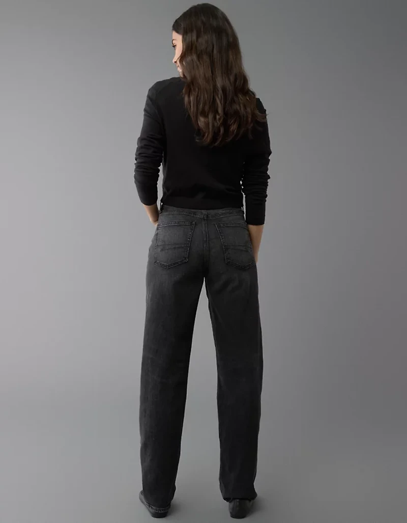 Jean droit ample traversé à taille très haute extensible et rigide AE