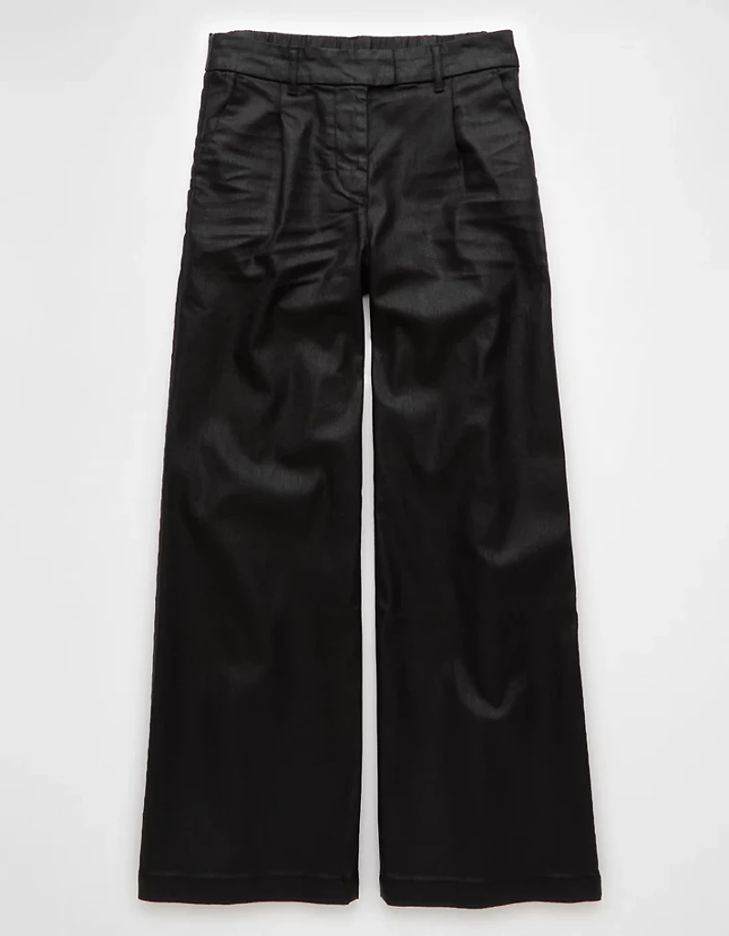 AE Stretch High-Waisted Ultra Wide-Leg Coated Trouser Jean