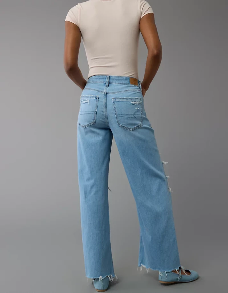 Jean ample à jambe large taille très haute déchiré et extensible Dreamy Drape AE