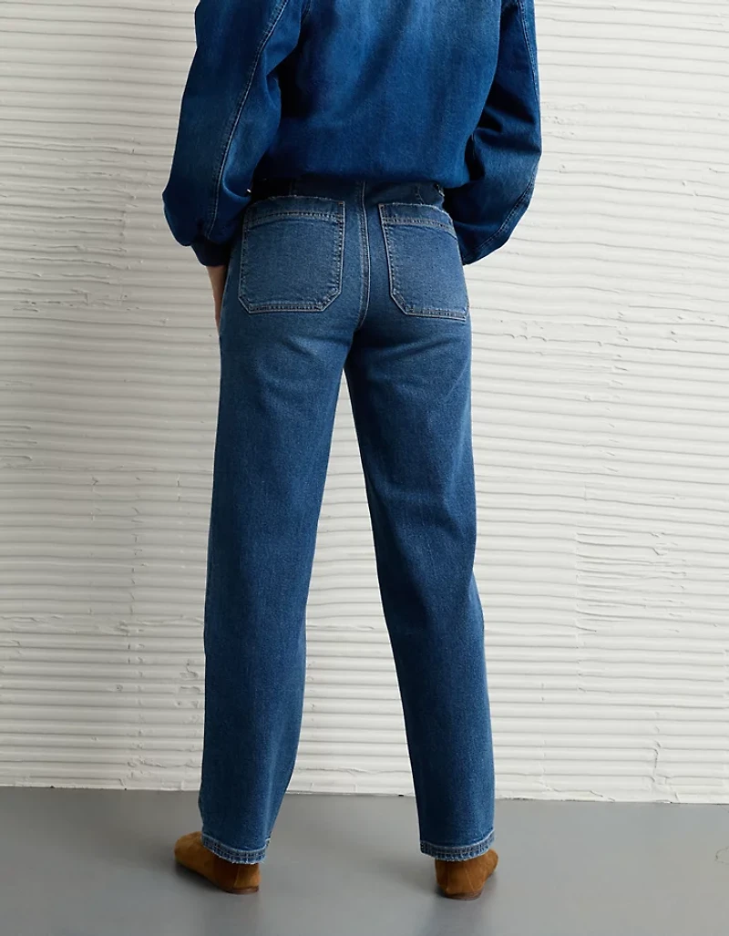 Jean droit ample à taille très haute extensible et rigide AE