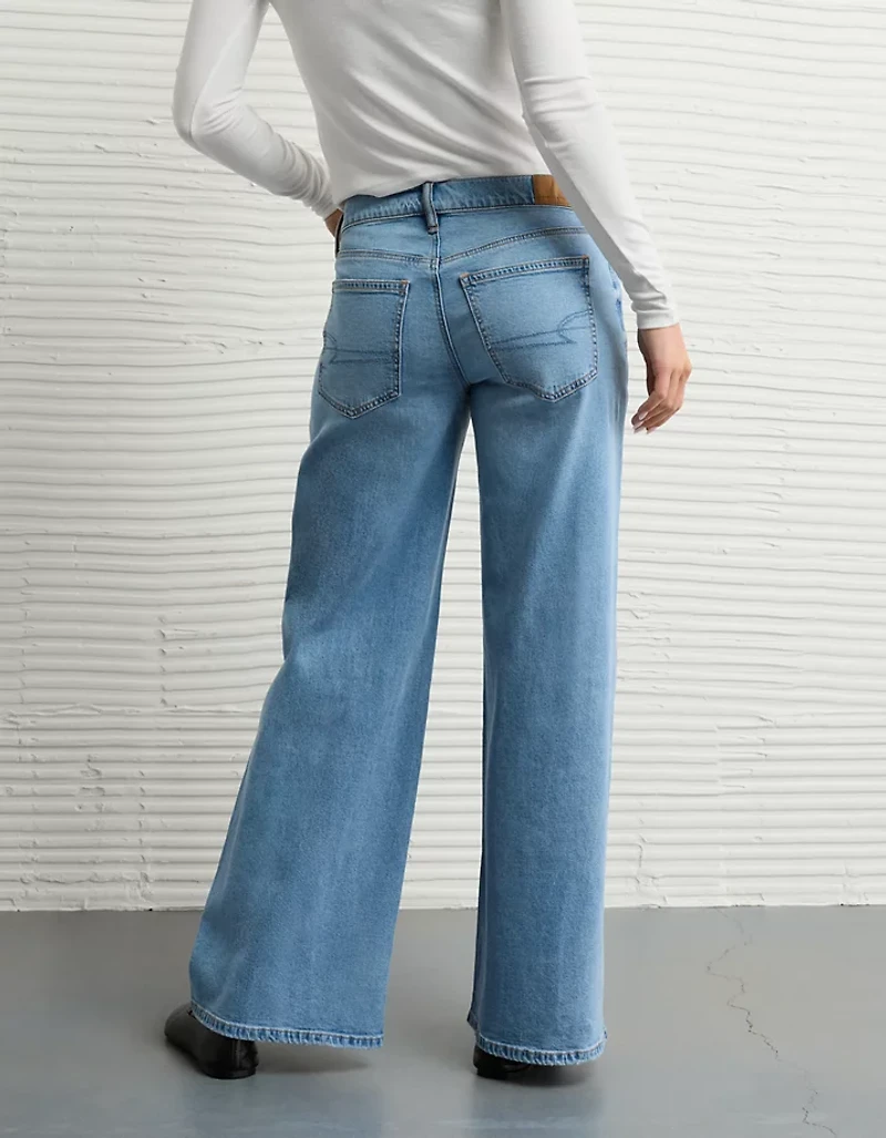 Jean à jambe très large et taille basse patchwork extensible AE