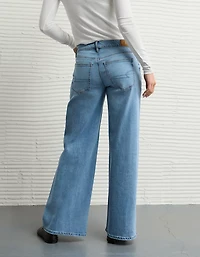 Jean à jambe très large et taille basse patchwork extensible AE