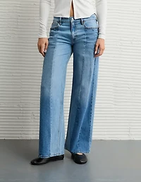 Jean à jambe très large et taille basse patchwork extensible AE