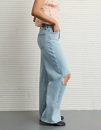 Jean ample à jambe large taille très haute déchiré et extensible Drapé de rêve AE